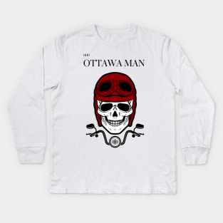 with red helmet motorcycle ottawa man design Kids Long Sleeve T-Shirt